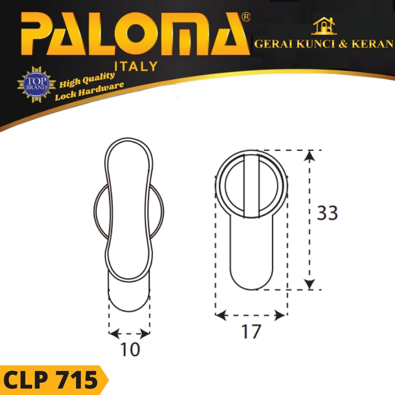 Knob Cylinder PALOMA CLP 715 DELUXE KC-NK 62MM - Non Key ANTIQ AB