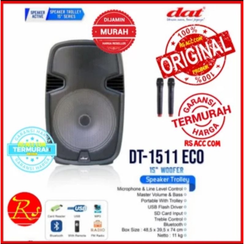 Speaker portable Dat Dt1511 eco 15inch with wireless Original