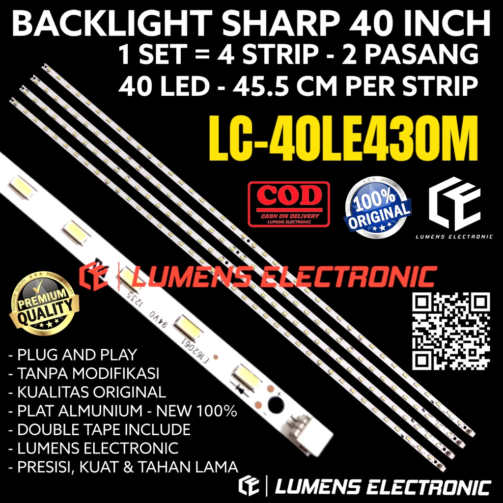 BACKLIGHT TV LED SHARP 40 INC LC 40LE430 M 40LE430M LC-40LE430 LC-40LE430M 40LE LAMPU BL SMD LC40LE4
