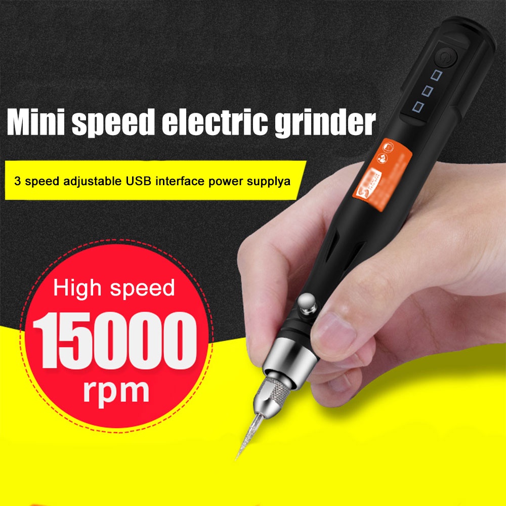 Alat Pen Bor Grinder Elektrik Mini Pengukir dengan 3 Mode Kecepatan Pena Ukir Listrik Mini, 15000RPM Genggam Pena Ukir Listrik Mini, 30W 5V USB Dapat Diisi Ulang, Pena Pengukir DIY, Alat Poles Gerinda dengan Alat Bor Putar