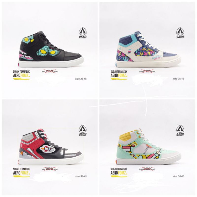 SEPATU Aerostreet Hoops x NamaKalian (Ken Putih Merah Hitam, Ajiwal Putih Hitam Toska, Archsik Putih