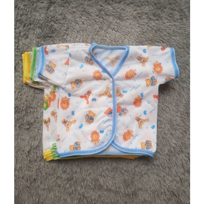  1 Lusin  Baju Bayi  Lengan Pendek  Kancing Depan Putih 