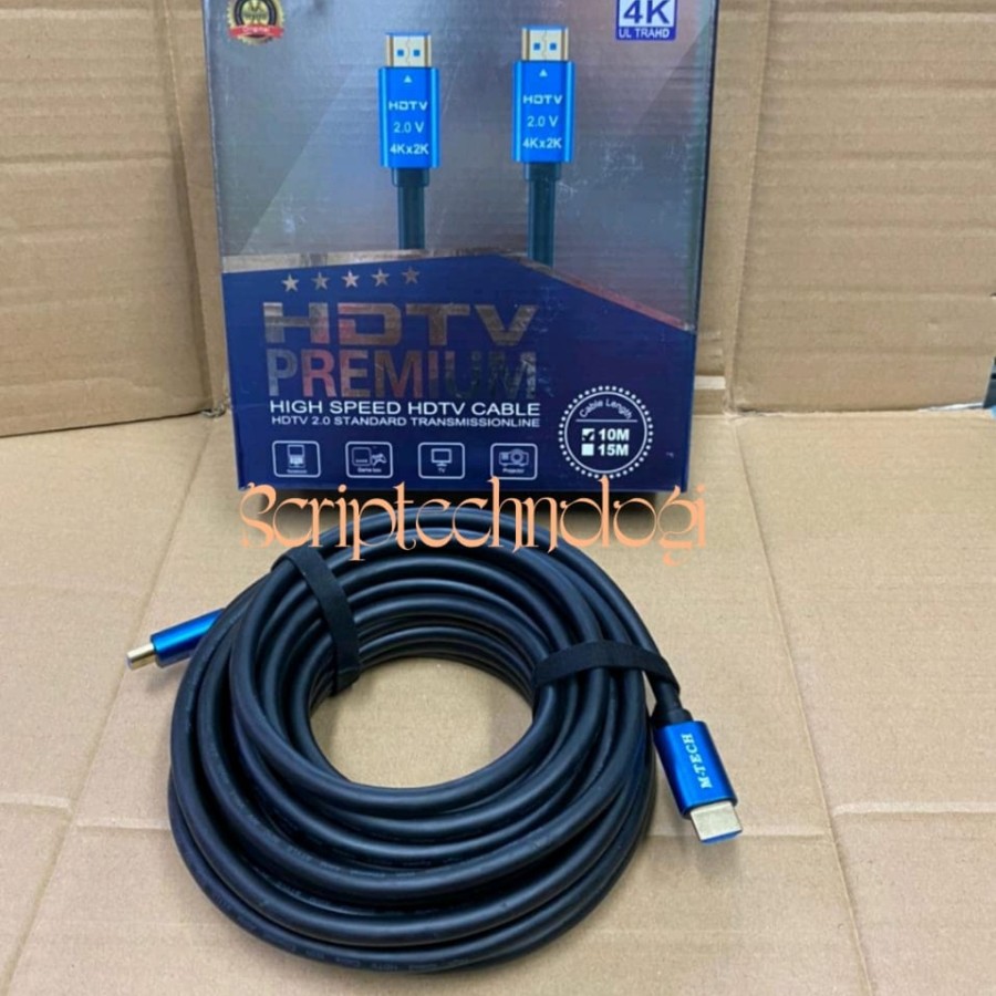 Kabel HDMI 10M M-Tech V.2.0 4K Gold Plated HD Cable HDMI 10 Meter Versi 2.0