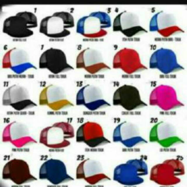 Topi trucker jaring polos warna warni souvenir standar distro