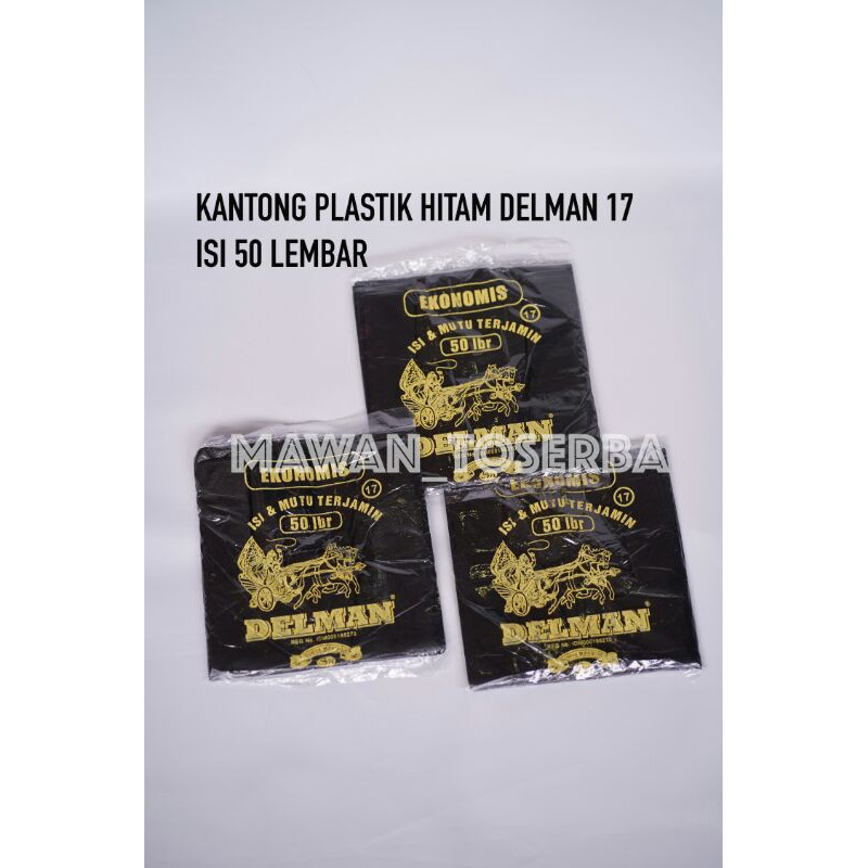 Kantong Plastik kresek hitam HD ukuran 17 isi 50 lembar Delman / Kantong kresek Ekonomis Hitam