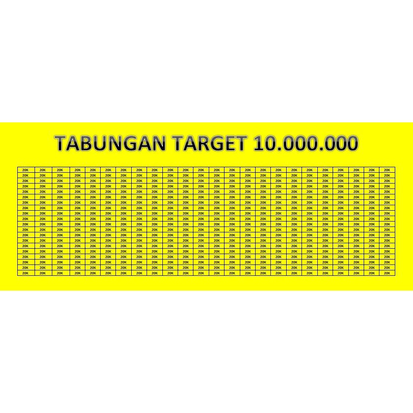 [10Juta20K] Celengan Target Viral 10 juta Pecahan 20K Kuning / Tabungan Target Viral / Celengan Target Permanen / Celengan Target Buka Tutup