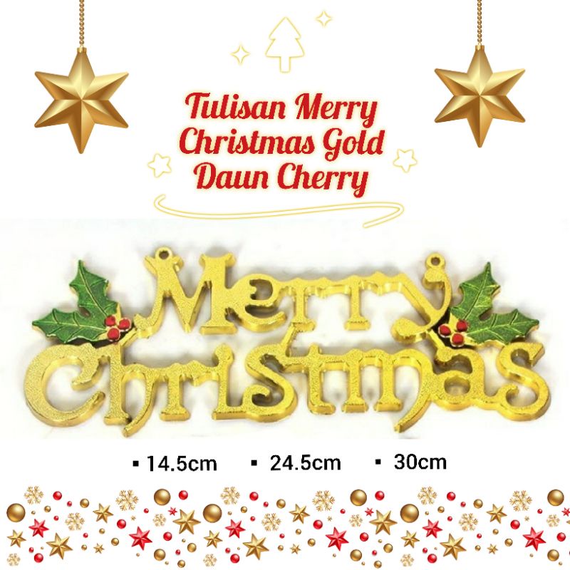 

Tulisan Merry Christmas Gold Daun Hiasan Natal Parcel Hampers