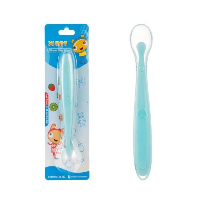 LZ.D39 sendok makan bayi silikon love/ smile. baby spoon