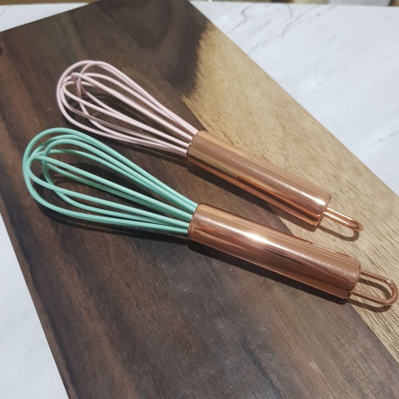 whisk silicone rose gold 19 cm kecil dan kokoh egg beater baloon manual silicon silikon