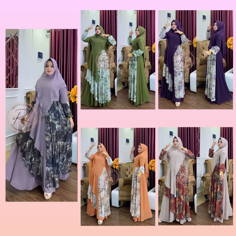 REMBOELAN SYARI By IRNA Gallery Original Hijab Gamis Syar'i SET With Khimar Best Seller Bestseller