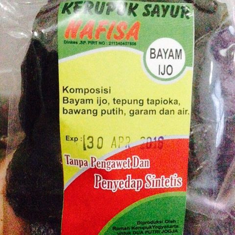 

kerupuk sayur varian bayam ijo