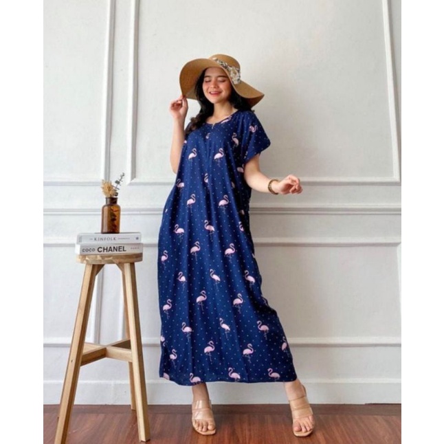 Daster Panjang Semata kaki Busui Kekinian Non Ruffle  AFERO STORE-LONG(FLAMINGO)