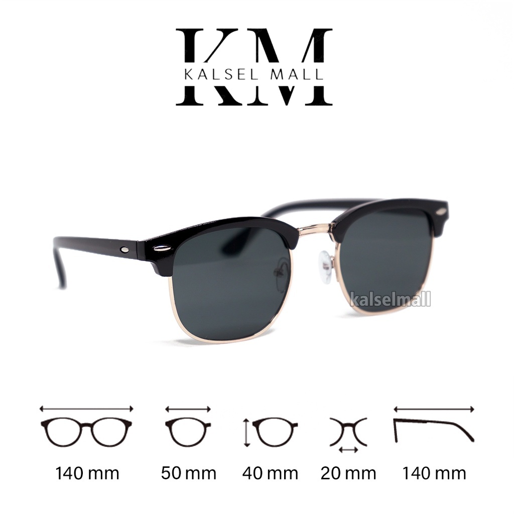 Kacamata Gaya Retro Aviator Hitam Frem Square Keren Kekinian Fashion Pria Wanita - Sunglasses UV400 Sunglass Half Frame Vincent Trompies KCH30