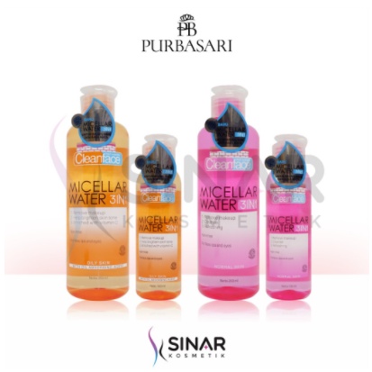 ✦SINAR✦ Purbasari Micellar Water 3In1 | Normal Skin ( Pink) | Oily Skin (Orange) | 100ml/250ml