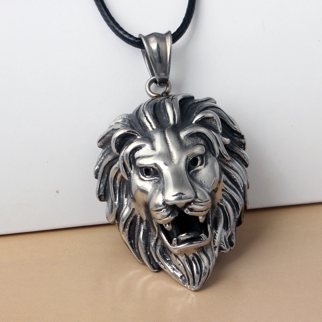 Luminous vintage fashion mendominasi kalung trendi pria dipersonalisasi titanium baja lion's head li