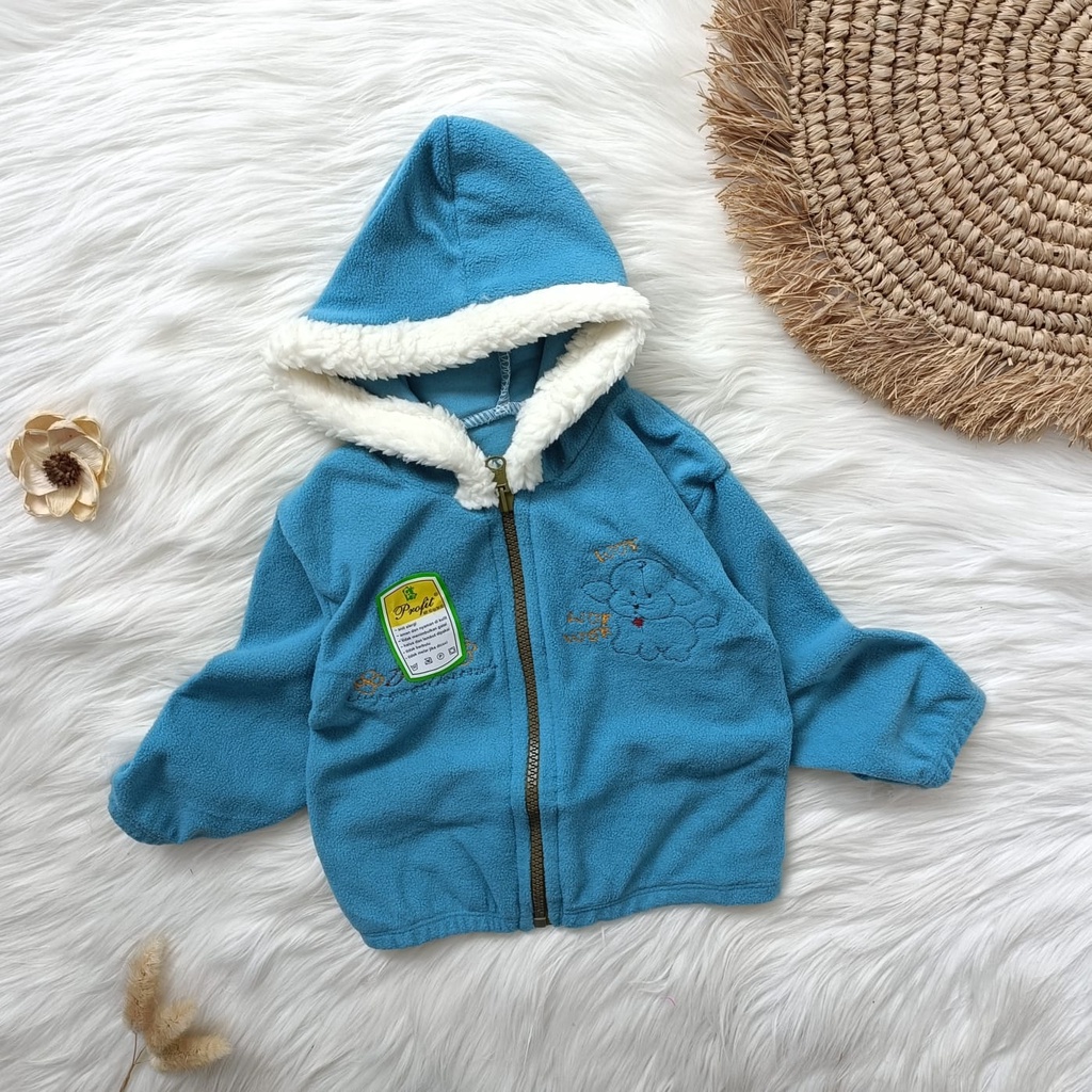 Jaket bayi murah bulu emen hoodie 0-12 bulan