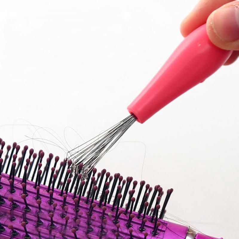 Comb Hair Brush Cleaner Embedded Tool Salon Home Pick Plastic Handle