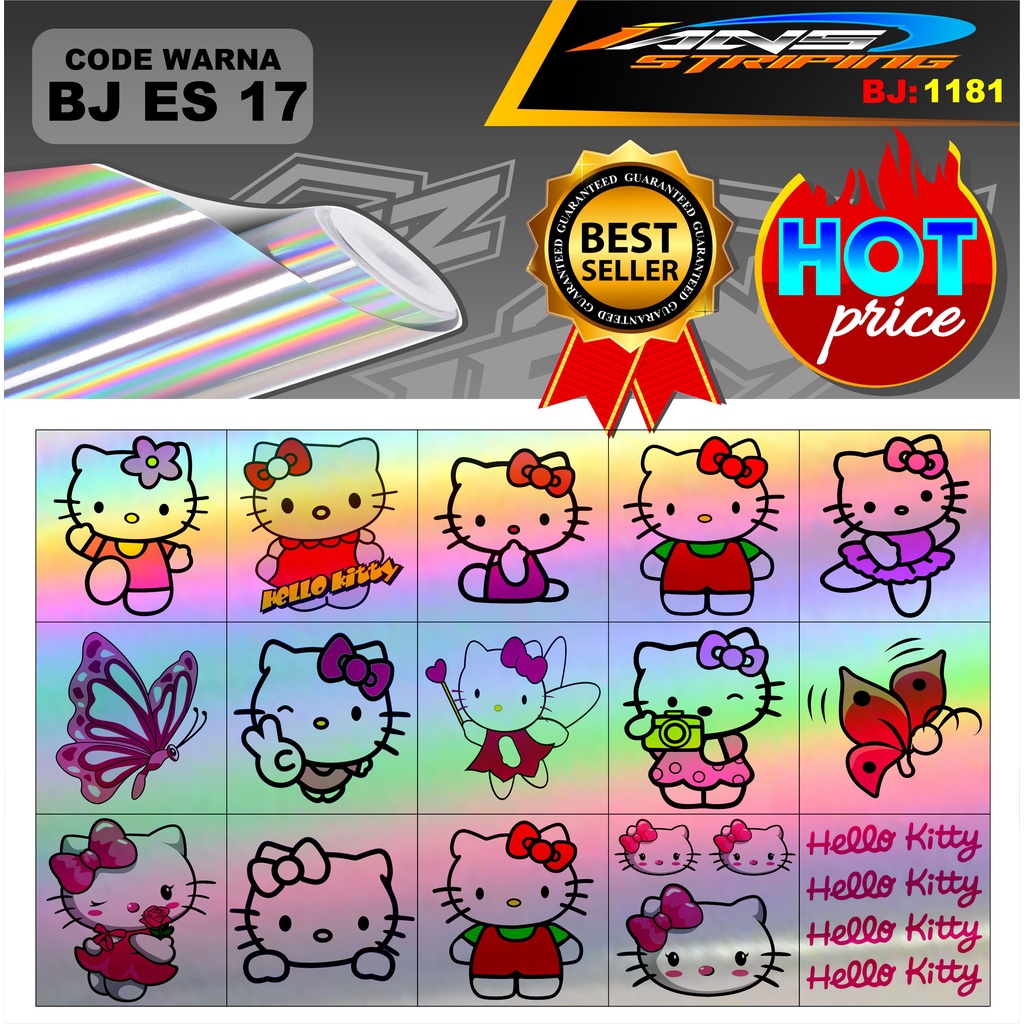 STIKER HELLO KITTY LUCU / STICKER HOLOGRAM / STIKER LAPTOP / STIKER KULKAS / STIKER MOTOR