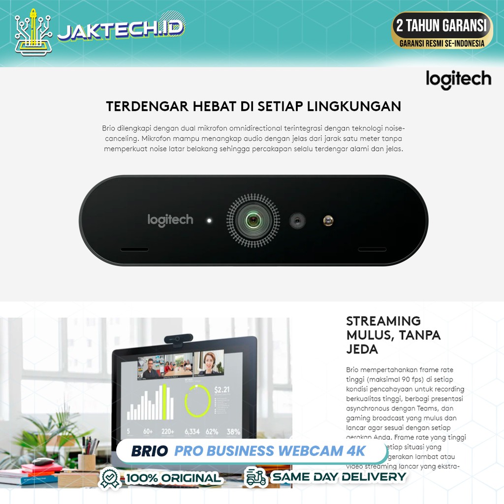 Logitech Brio Webcam 4K Ultra HD Business GARANSI RESMI