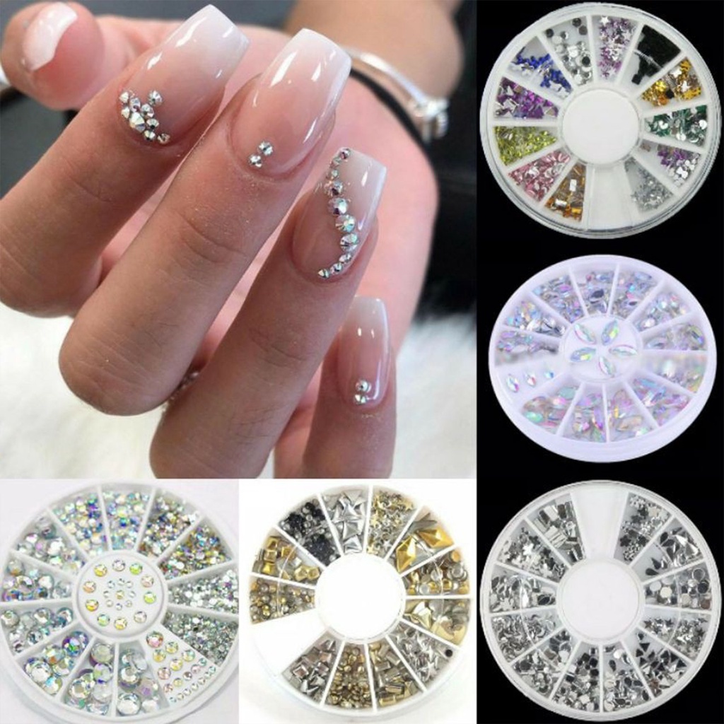 Hiasan kuku palsu manik-manik nail art colourfull 3D dekorasi kuku