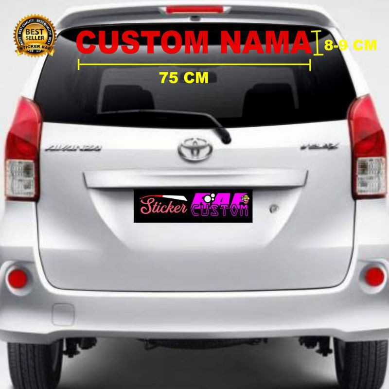 stiker nama custom kaca mobil cutting