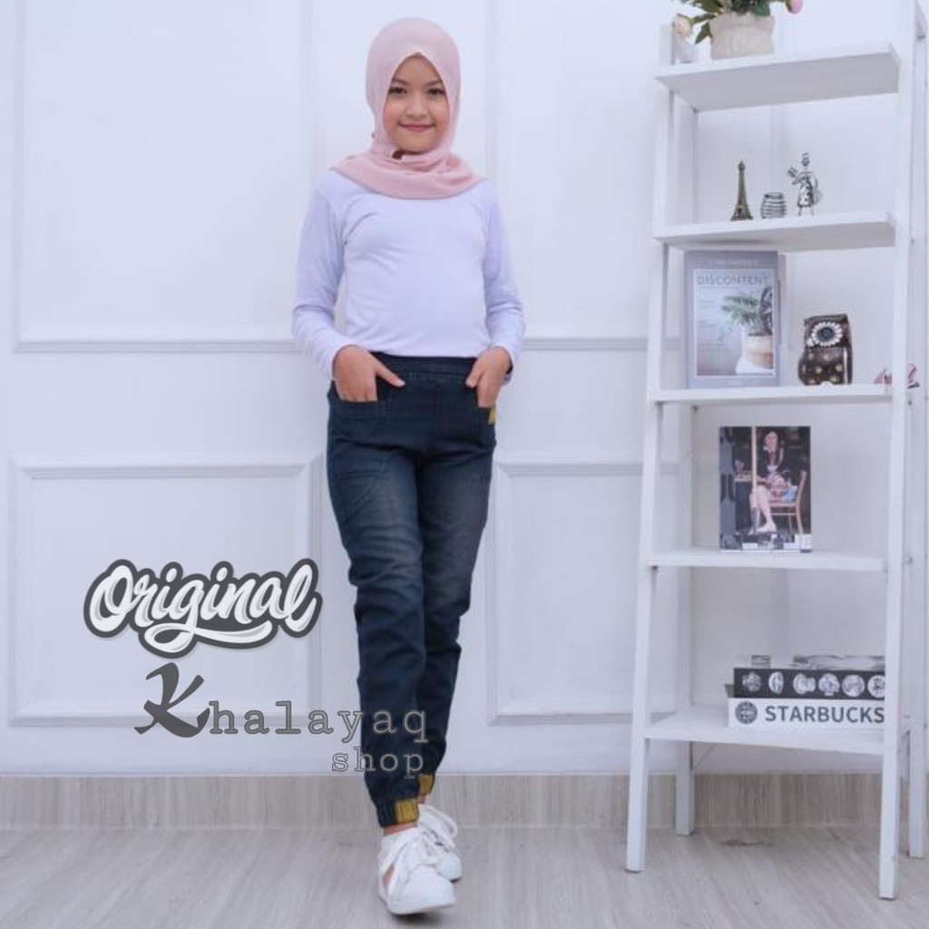 Celana Joger Jeans Anak Perempuan usia 7 - 15 tahun