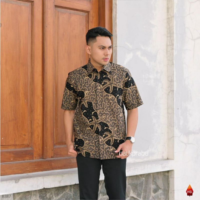 Batik kemeja pria lengan pendek&amp;panjang lapis furing bahan katun halus baturaden reguler BL01