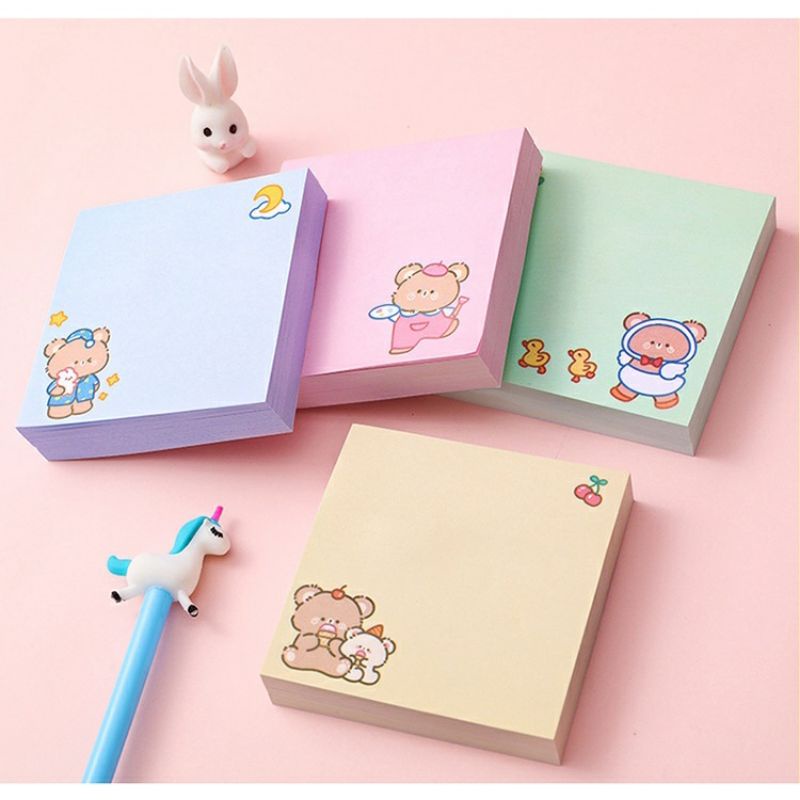 

Sticky Notes 80 Lembar Karakter Hamster Beruang Kelinci Lucu Memo unik Tema Pastel