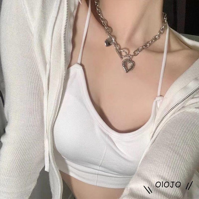 Ins Hollow Out Kalung Cinta Rantai Klavikula Angin Dingin Hip Hop Liontin Aksesoris Fashion - ol