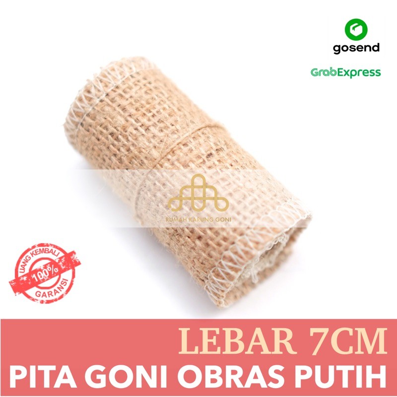 Pita Goni Obras Putih 7x115 CM - Pita Kerajinan Tangan - Pita Sulam - Pita Dekorasi Anyaman