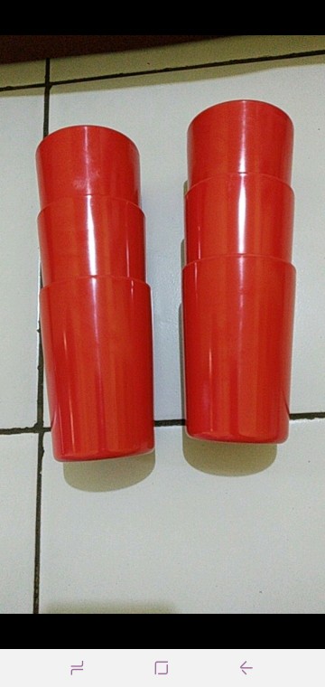 3 Pcs Gelas Melamin Unika M250 - Merah