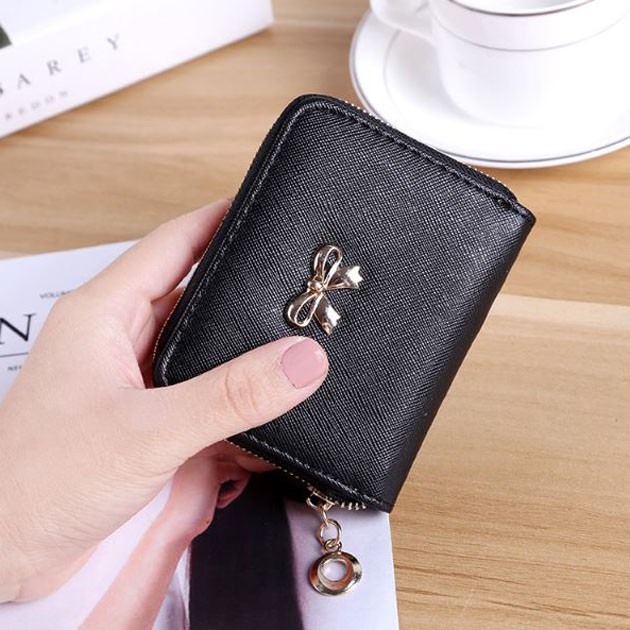 dompet kecil pita dengan resleting bow small wallet with zipper (4C2) bdo127