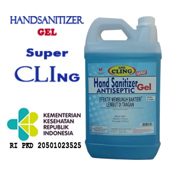 HAND SANITIZER 5 LITER GEL (KEMENKES) MEMBUNUH 99.9% KUMAN DAN VIRUS