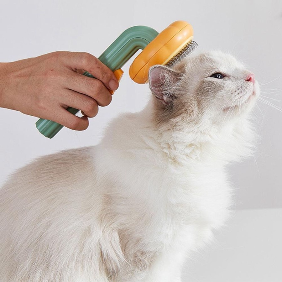 Pumpkin Pet Brush Self Cleaning Comb Sisir Anjing Kucing ORIGINAL