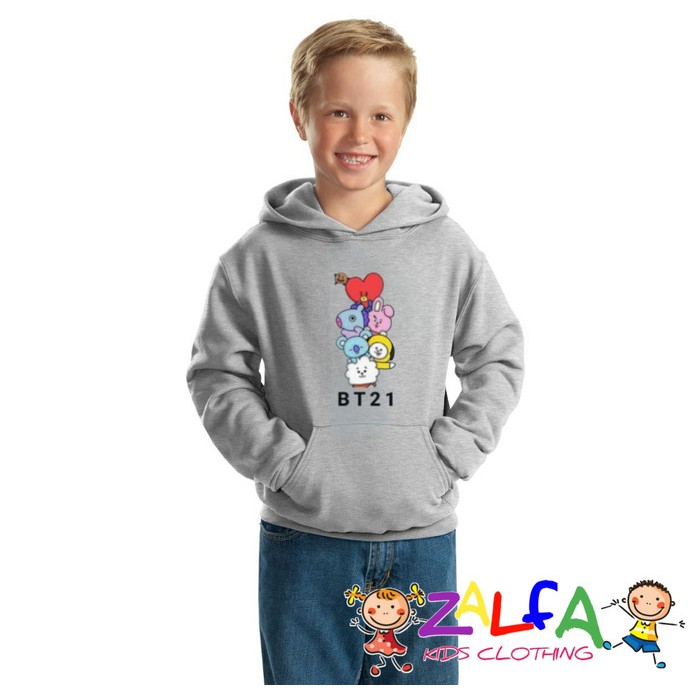 JAKET HOODIE SWEATER ANAK BTS BT21 KARATER 01 BY ZALFA KIDS