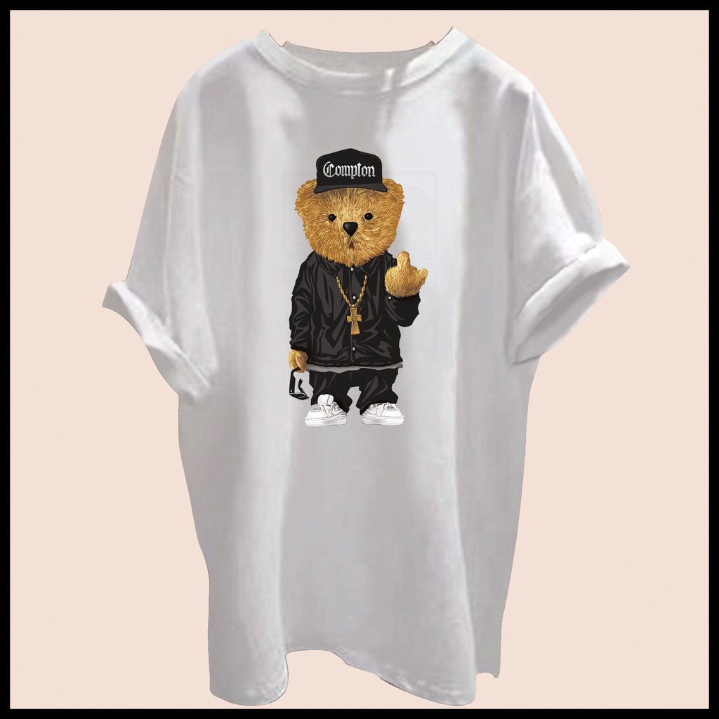 CALVIERO SHOP - BAJU KAOS ATASAN WANITA BAD BEAR PRINT