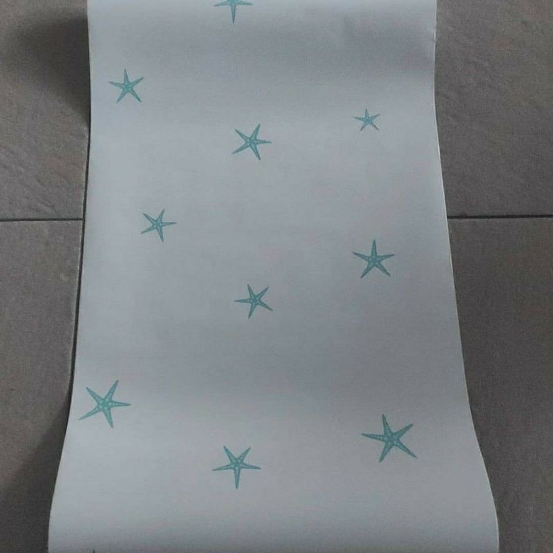 Wallpaper Dinding Motif Bintang Laut Dasar Biru 9sd10m x 45cm