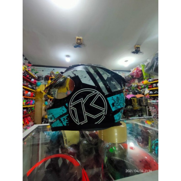 HELM KYT R10 SERI 3 BLACK AQUA BLUE ORIGINAL PRODUK