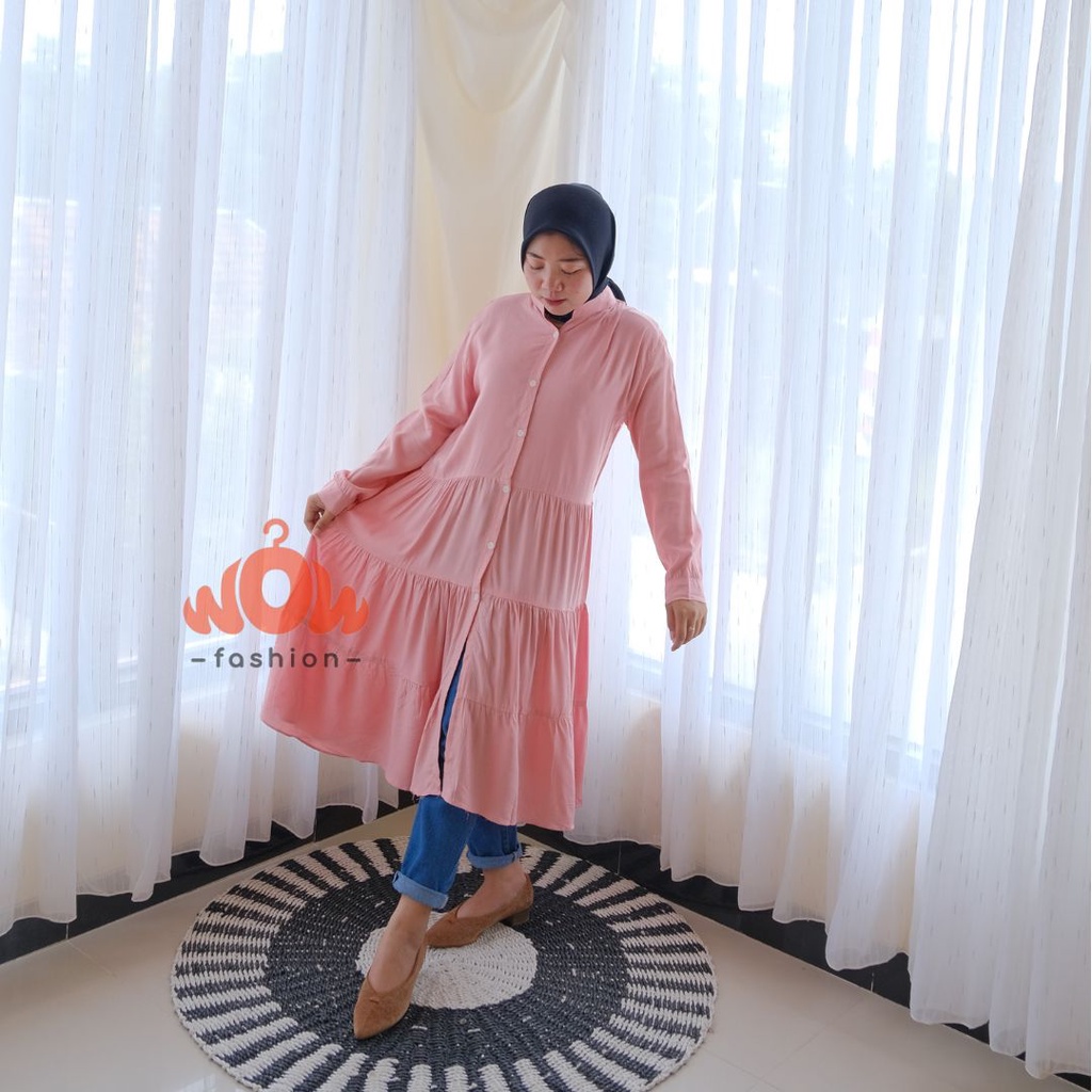 WOW-Tunik Dinda Long Rayon Twill Premium Wanita