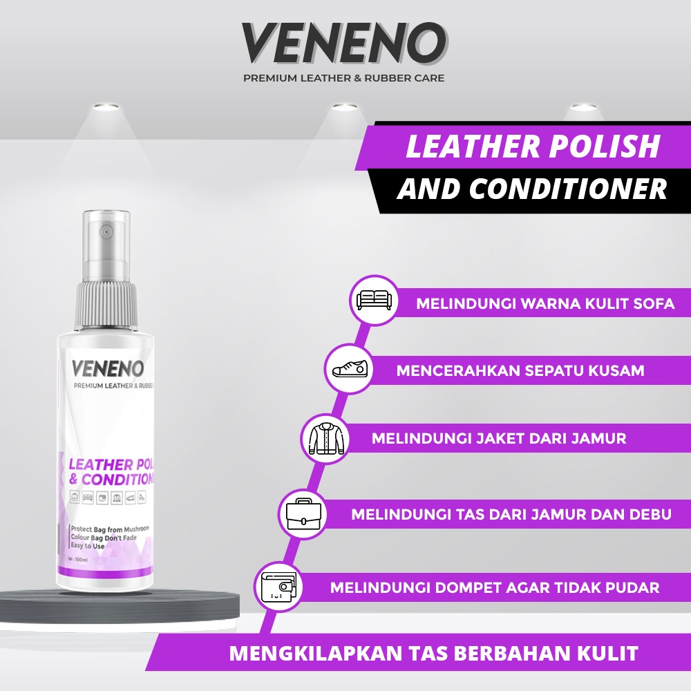 Paket Best Seller Isi 2 - Pembersih dan Pengkilap Tas, Sofa, Sepatu, Dompet &amp; Jaket Kulit by Veneno