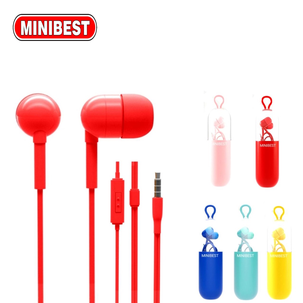 MB Earphone Kabel Macaron Earbuds in Ear Noise Cancelling Awet Universal Capsule colorful dengan Mic