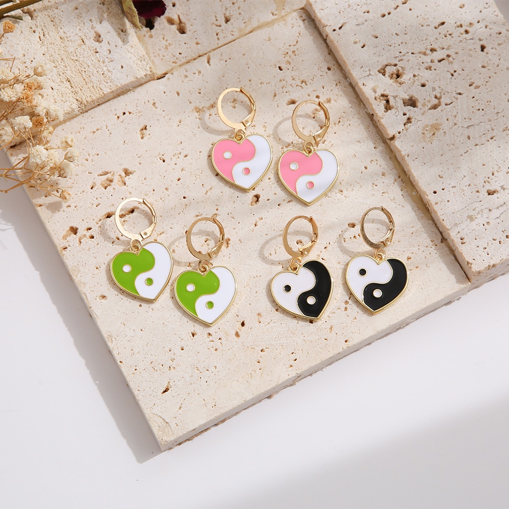 Anting Liontin Love Bahan Alloy Gaya Korea Untuk Wanita