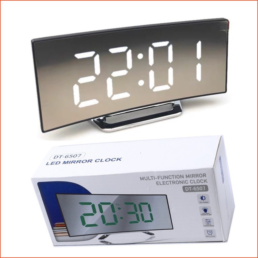 Jam Meja Digital Led Weker / Digital Alarm Clock Mirror DT-6507 WHITE