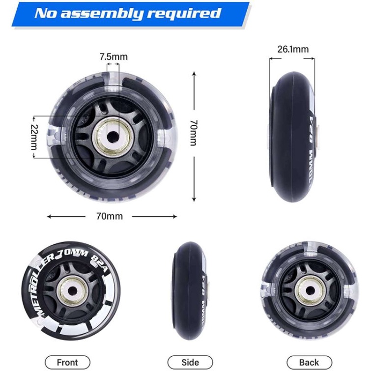 Grosir RODA INLINE SKATE /Full karet Berkualitas tinggi, lampu secara otomatis menyala saat berputar, Harga satuan