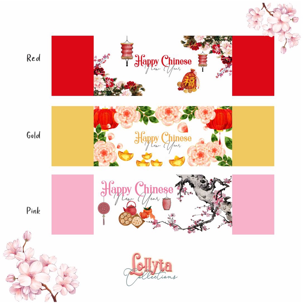 

Stiker panjang untuk tutupan box tema CNY / Imlek 1 set isi 3 lbr