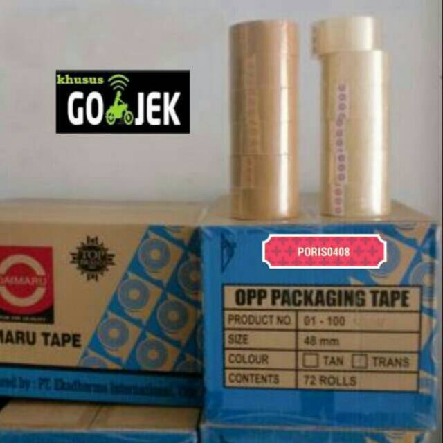 [KHUSUS GOJEK/GRAB] LAKBAN DAIMARU BENING/COKLAT 1 Dus Isi 72 rol/pcs (48 mm x 90 yard)