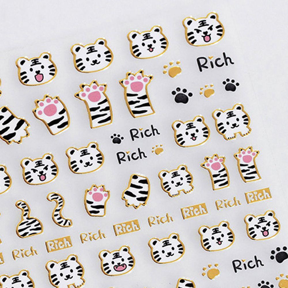 Stiker Kuku Motif Kartun Leopard Untuk Dekorasi Nail Art|Stiker Kuku Motif Tahun Baru Imlek