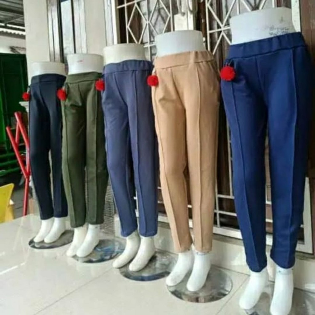 BISA COD - Celana Basic Pomy Pompom Scuba Pants