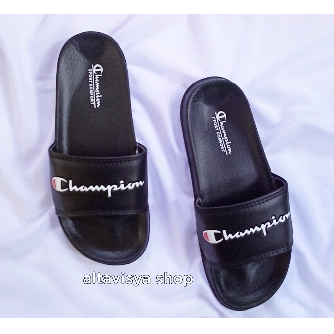 Sandal Slop Champion Unisex-Hitam