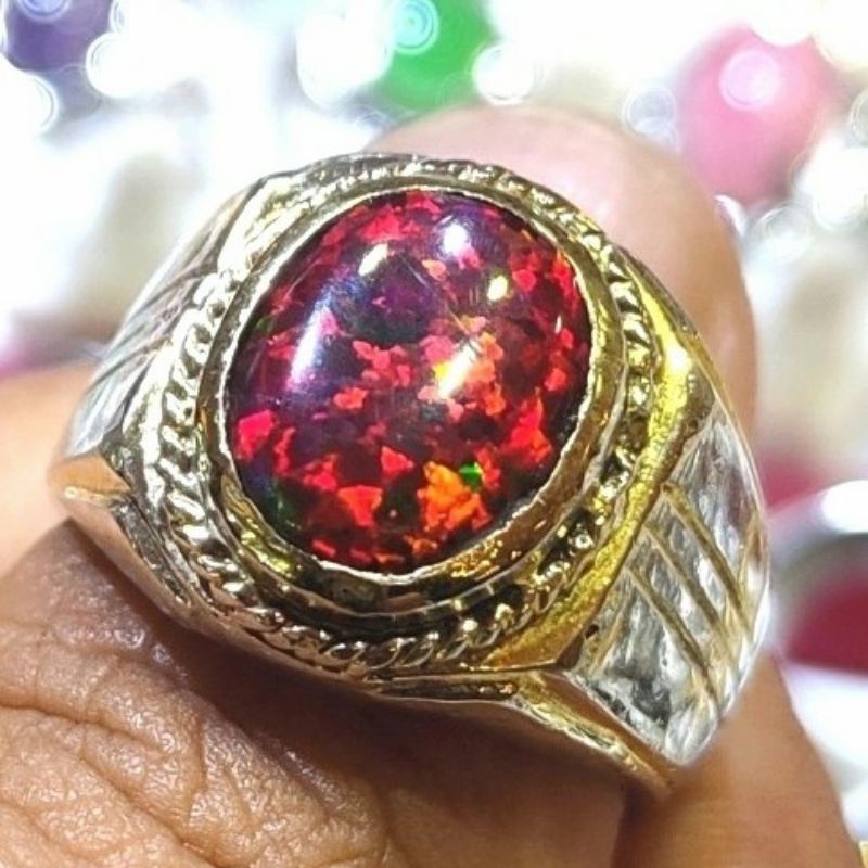 Cincin Titanium Tanam Batu Akik Kalimaya Australia Merah Super Jarong - 7

